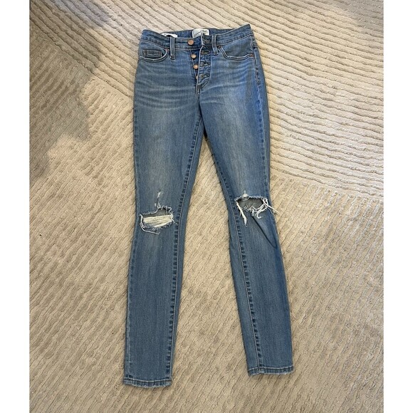 Universal Thread Women’s High Rise Distressed Skinny Button Fly Jeans Size 0/25R - Picture 2 of 7